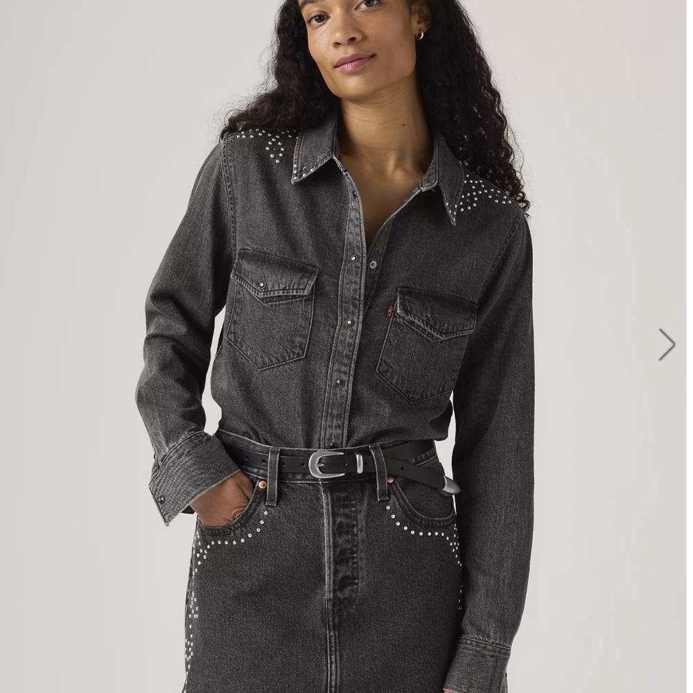 NWT Levi's Iconic Charcoal Black Denim Western Shirt